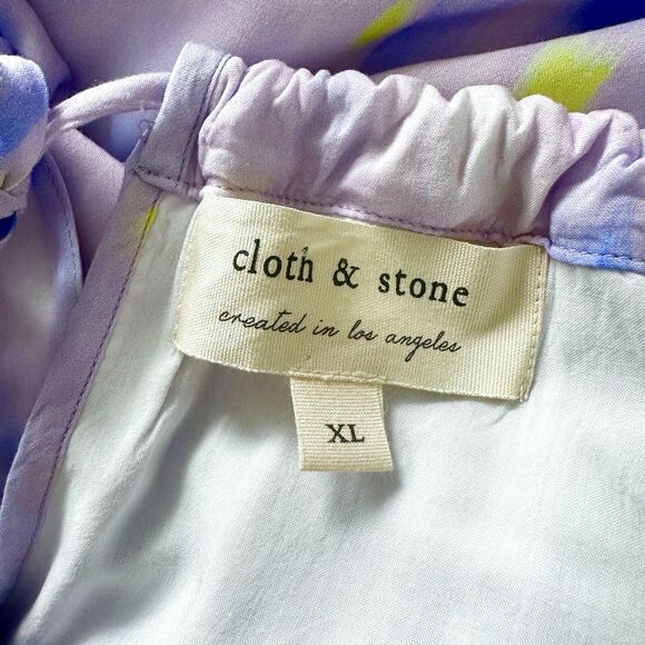 Cloth & Stone Dress Women XL Tie Dye Lavender Purple Halter Maxi Slit Boho Flowy - Picture 5 of 10